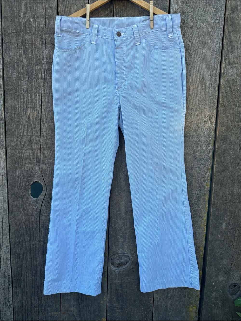 VTG LEVI'S Big E Seersucker Type Striped Trousers 35 Waist Preppy Country Club